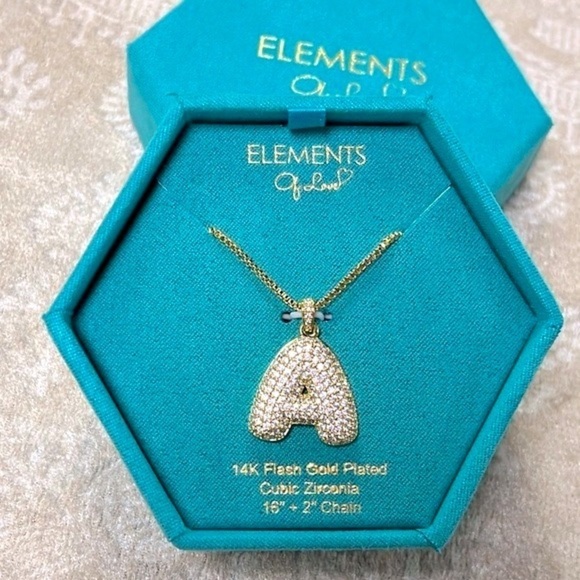 Brand New Elements of Love 14K Gold Plated Chain Necklace Bubble Balloon “A” - Picture 1 of 15